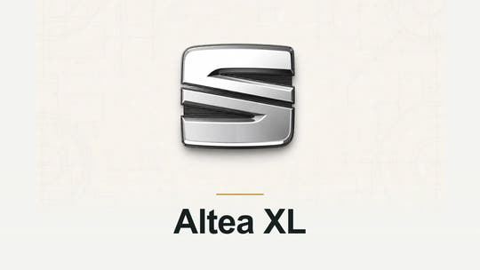 Seat logo and Altea XL model name on a pale technical background