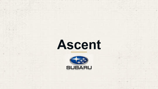 Subaru Ascent model name with Subaru logo on a pale technical background