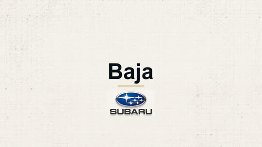 Subaru Baja model name with Subaru logo on a pale technical background
