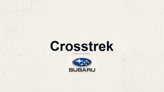 Subaru Crosstrek model name with Subaru logo on a pale technical background