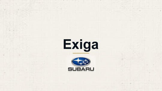 Subaru Exiga model name with Subaru logo on a pale technical background