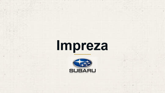 Subaru Impreza model name with Subaru logo on a pale technical background
