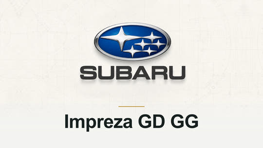 Subaru logo and Impreza GD GG model name on a pale technical background