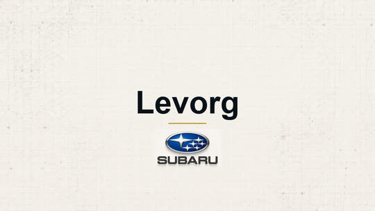 Subaru Levorg model name with Subaru logo on a pale technical background