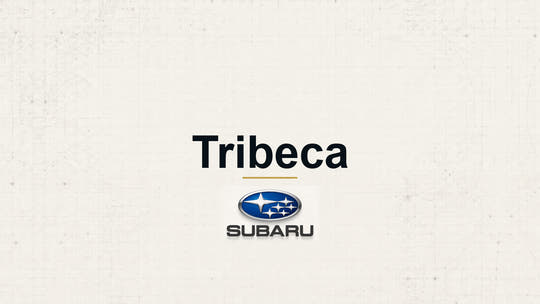 Subaru Tribeca model name with Subaru logo on a pale technical background
