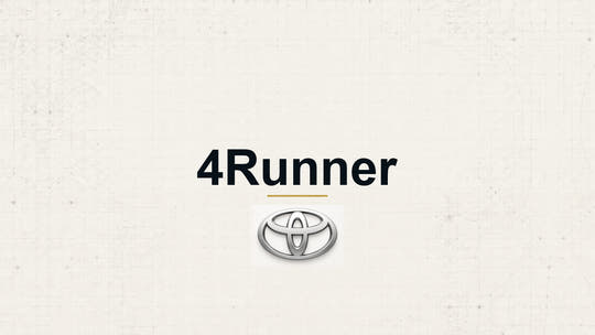 Toyota 4Runner model name with Toyota logo on a pale technical background