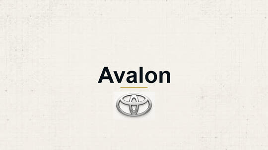 Toyota Avalon model name and manufacturer logo on a pale technical background