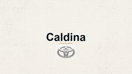 Toyota Caldina model name with Toyota logo on a pale technical background