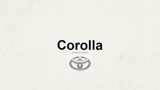 Toyota Corolla model name with Toyota logo on a pale technical background