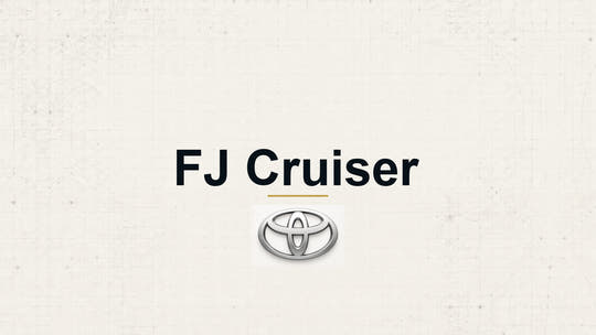 Toyota FJ Cruiser model name with Toyota logo on a pale technical background