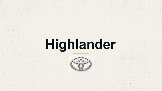 Toyota Highlander model name and manufacturer logo on a pale technical background