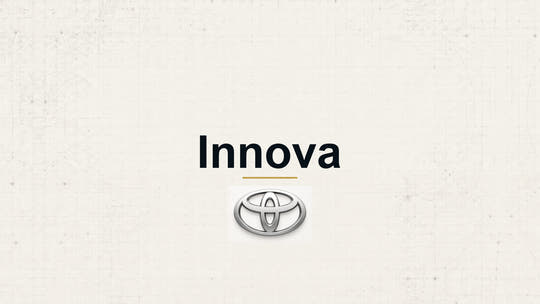 Toyota Innova model name with Toyota logo on a pale technical background
