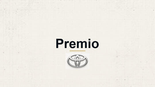 Toyota Premio model name with Toyota logo on a pale technical background