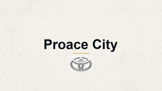 Toyota Proace City model name with Toyota logo on a pale technical background