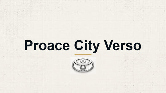 Toyota Proace City Verso model name with Toyota logo on a pale technical background
