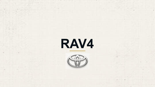 Toyota RAV4 model name with Toyota logo on a pale technical background