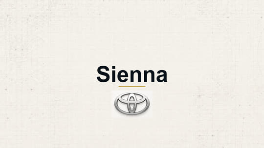 Toyota Sienna model name and manufacturer logo on a pale technical background