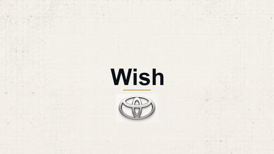 Toyota Wish model name with Toyota logo on a pale technical background
