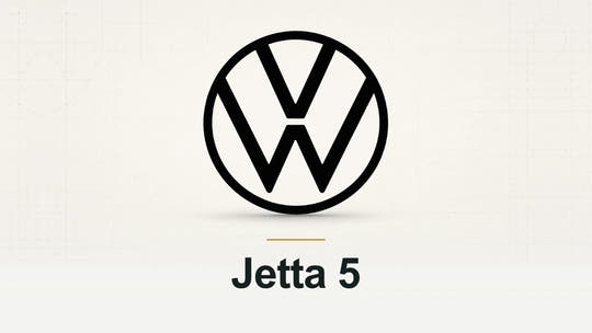 Volkswagen logo and Jetta 5 model name on a pale technical background