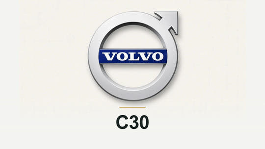 Volvo logo and C30 model name on a pale technical background