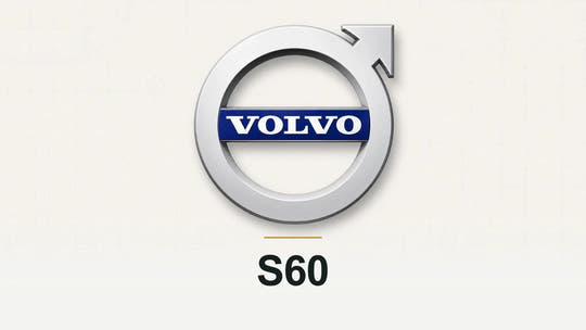 Volvo logo and S60 model name on a pale technical background
