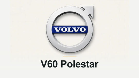 Volvo logo and V60 Polestar model name on a pale technical background