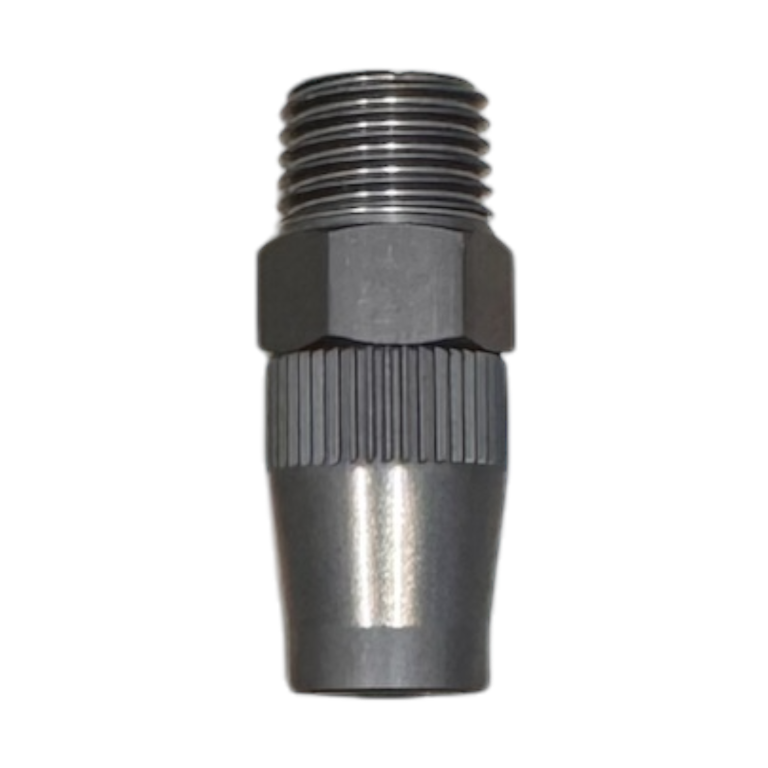 APEX Design USA 3/8 hose to quarter inch NPT male fitting with aluminium cover nut