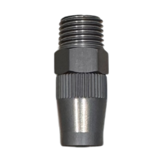 APEX Design USA 3/8 hose to quarter inch NPT male fitting with aluminium cover nut