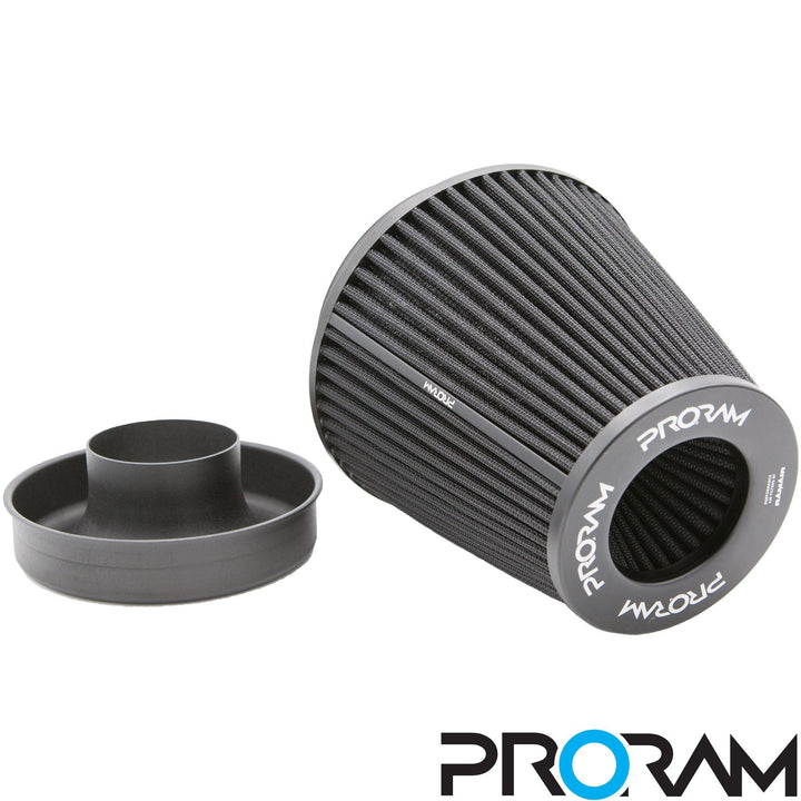 Ramair PRORAM Pleated Cone Air Filter (Alloy Neck) - 70mm External | PR-CC-195-VS-70-BK