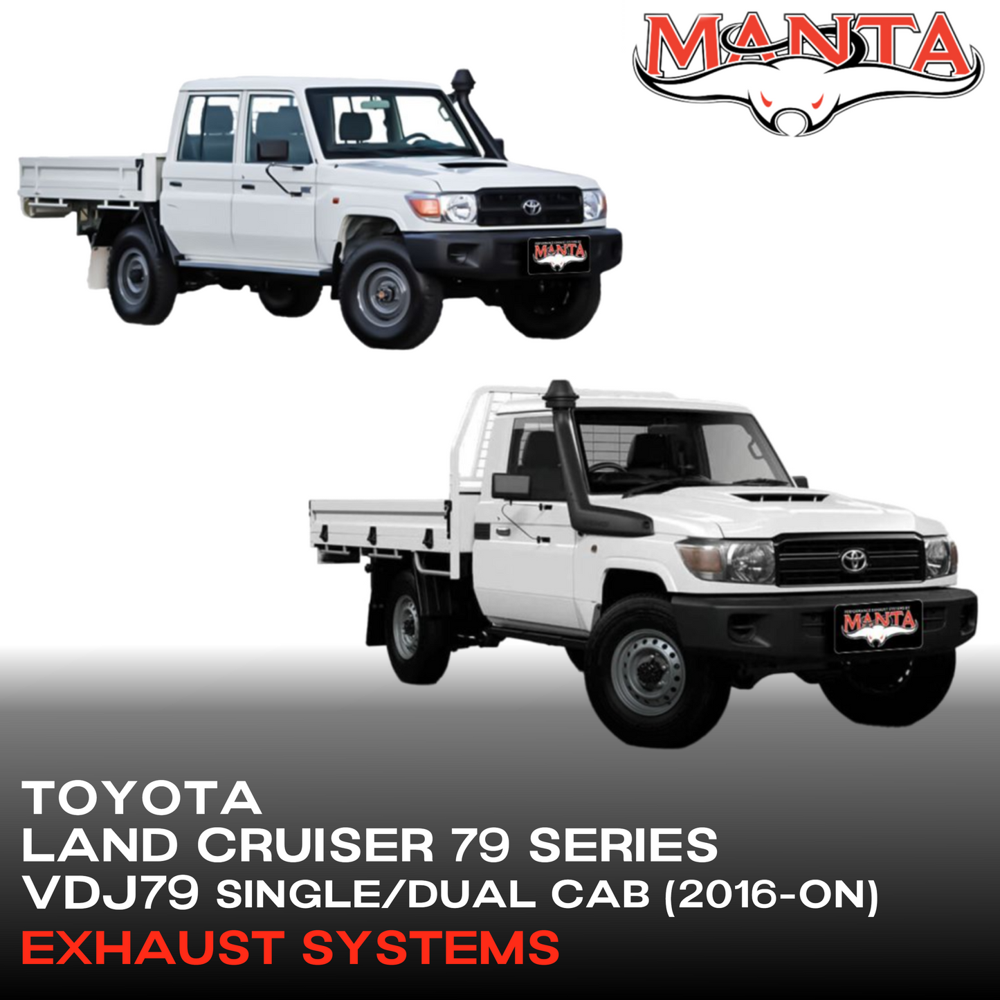 Manta Performance Exhaust Kit Toyota Land Cruiser VDJ79 Series 4.5L V8 Single/Dual Cab (2016-2025)
