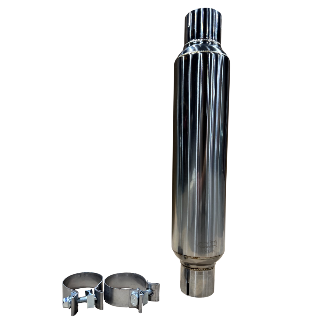 Kooks 2-1/2" Round Clamp In Muffler 14" Long. Polished Stainless Steel.