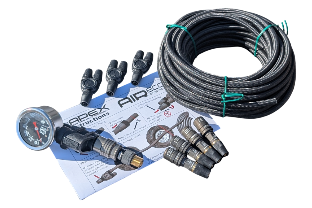APEX 4-tyre inflation harness connected across a vehicle