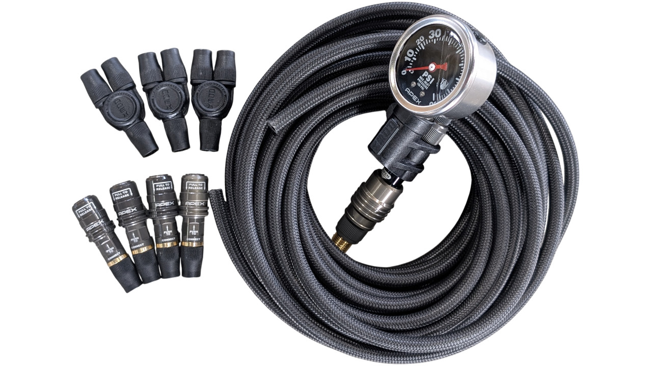 Composite Y-fittings joining the 3/8 inch braided air lines