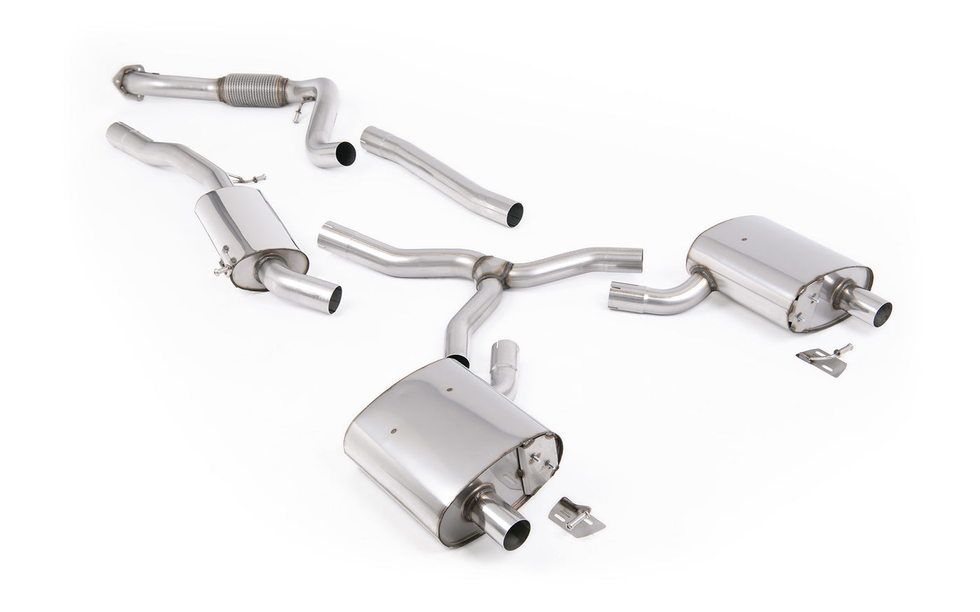Audi A4 2.0 B9.5 Quattro - Road+ Part-Resonated Cat-back - Fit to OE Outlets on Rear Diffuser (No Tips)