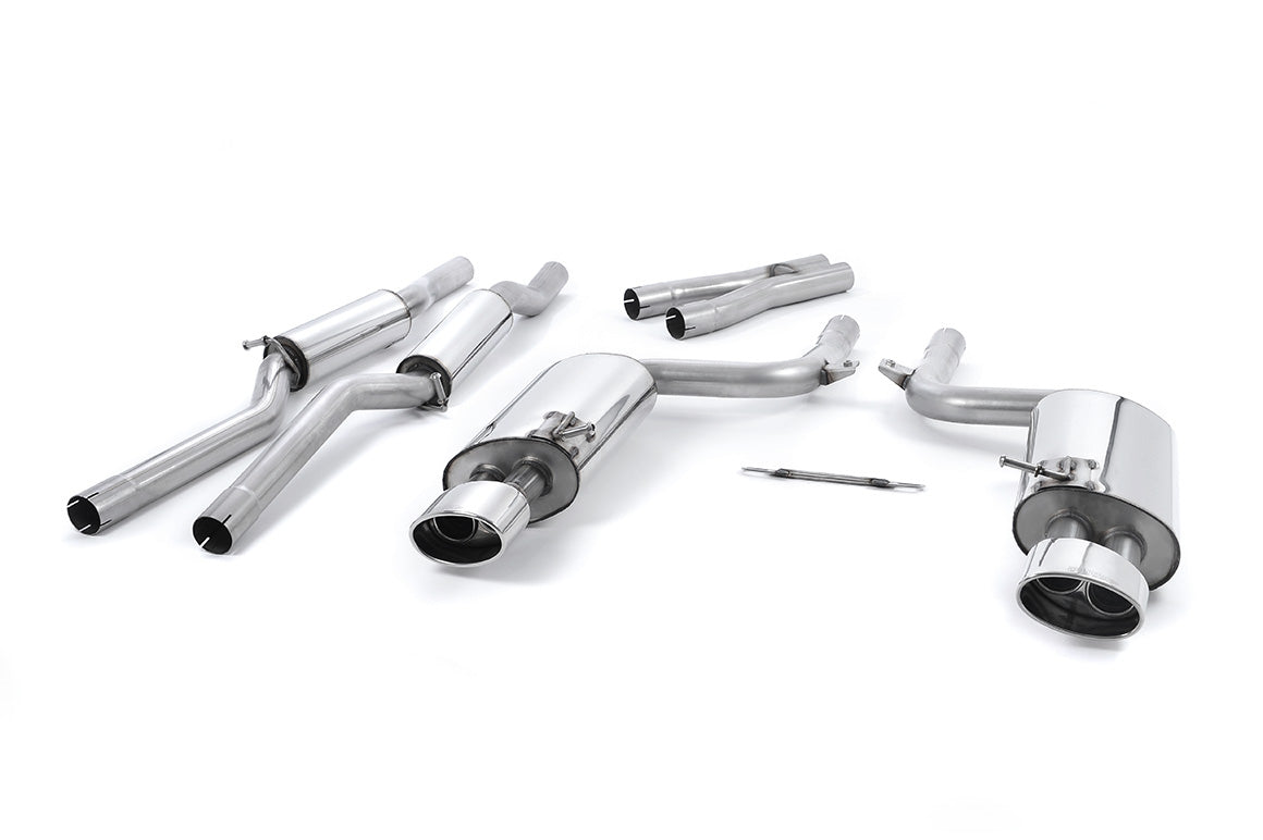 Audi RS4 B7 - Non-Valved &amp; Resonated Cat-Back Exhaust System with Polished Oval Trims