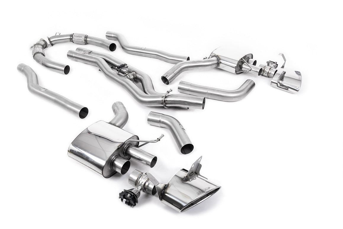Audi RS6/RS7 C8 - Non Resonated Cat Back System (Twin 80mm) with Polished Oval Trims - Louder - (No Cutting Required)