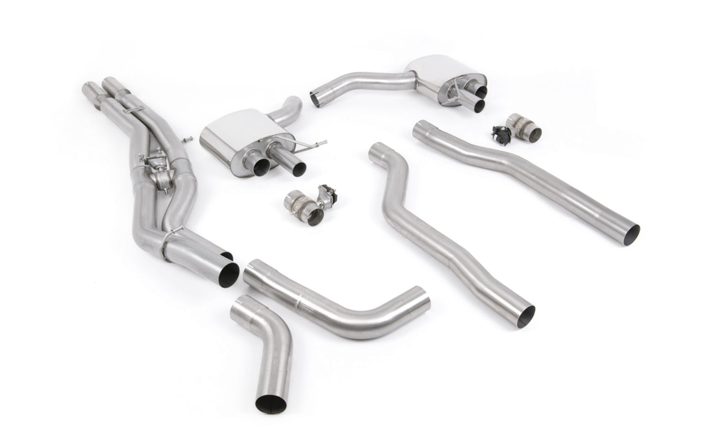 Audi RS6/RS7 C8 - Non Resonated (Louder) Cat Back System (Twin 80mm) with Polished Oval Trims - OE Requires Cutting