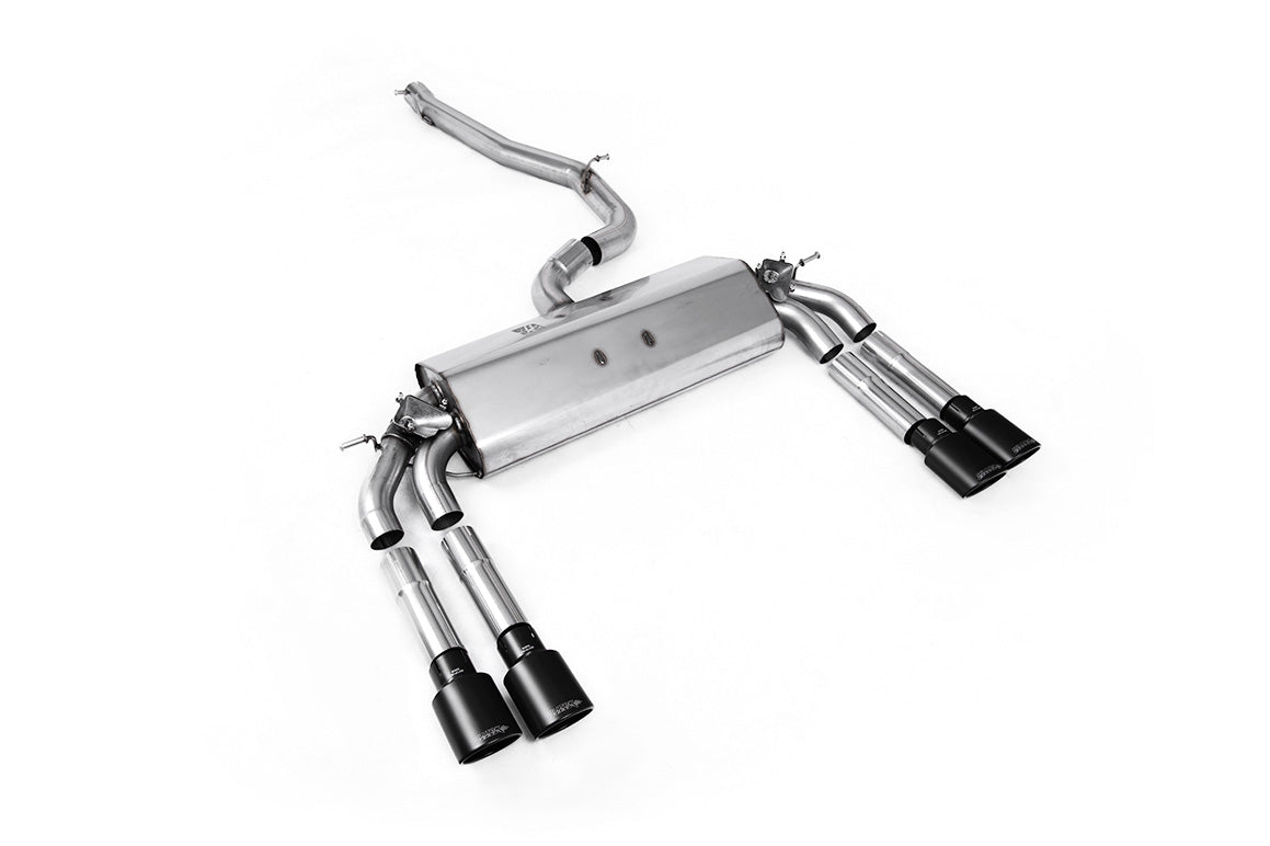 Audi S3 8V.2 - Non-Resonated (Louder) Cat-Back Exhaust System Quad Oval Cerakote Black Trims