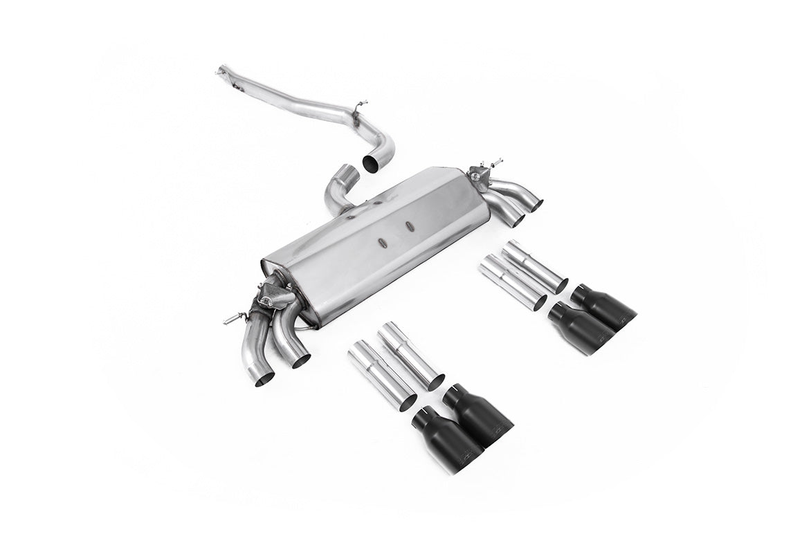 Audi S3 8V.2 - Non-Resonated (Louder) Cat-Back Exhaust System with Quad Round Cerakote Black Trims