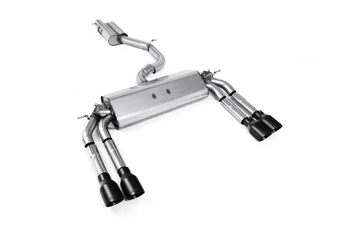 Audi S3 8V/V.2 - Resonated (Quieter) Cat-Back Exhaust System with Quad Round Cerakote Black Tips