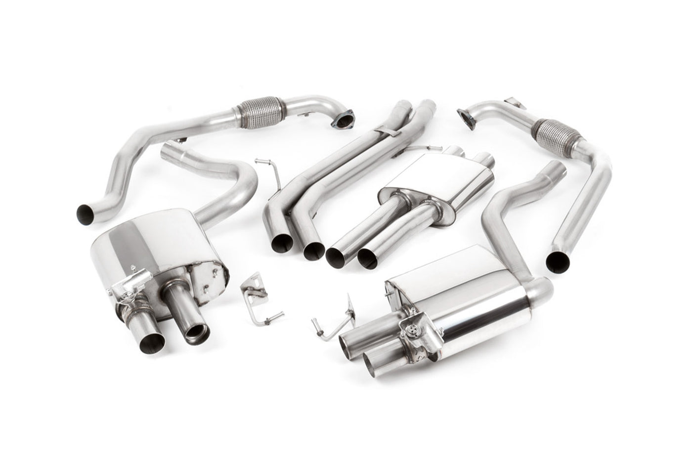 Audi S4 B9 Non sport Diff models - Resonated Cat-Back with Quad Titanium Trims