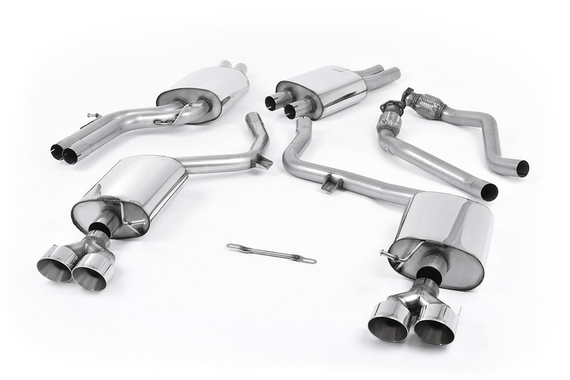 Audi S4 V6/S5 3.0 B8.5 Sportback - Resonated (Quieter) Cat-Back Exhaust System with Quad Outlet Polished Trims