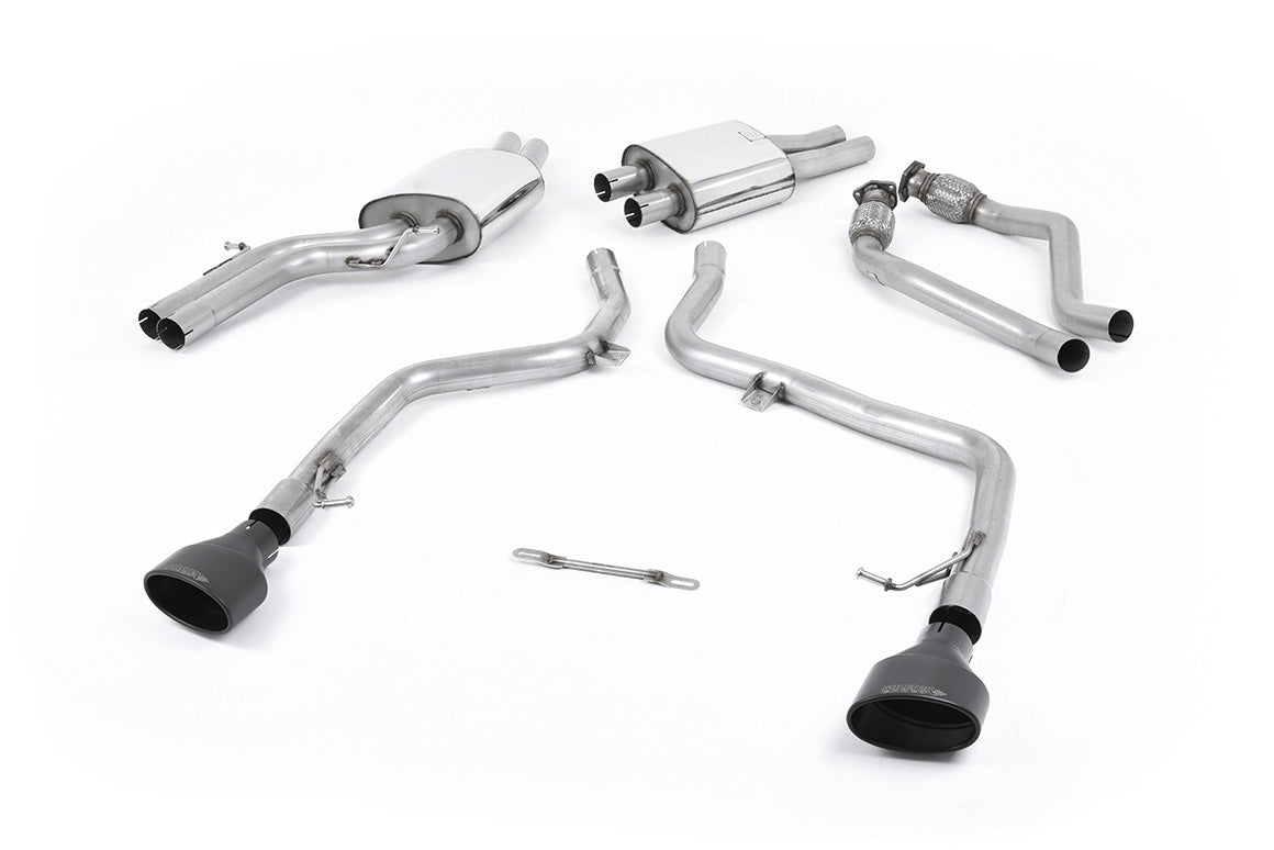 Audi S4 V6 B8/S5 B8 - Race Cat-Back Race Exhaust System with Dual Cerakote Black Oval Trims