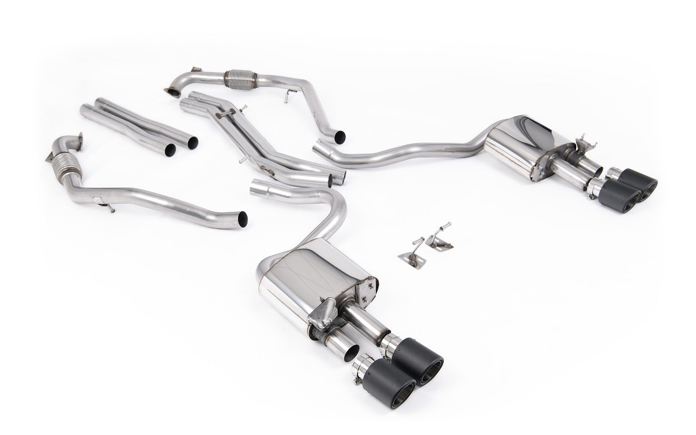 Audi S5 B9 Sport Diff models with Brace Bars - Non-Resonated Cat-Back (Louder) with Quad Carbon Trims