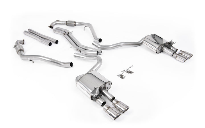 Audi S5 B9 Sport Diff models with Brace Bars - Non-Resonated Cat-Back (Louder) with Quad Polished Ovals Trims