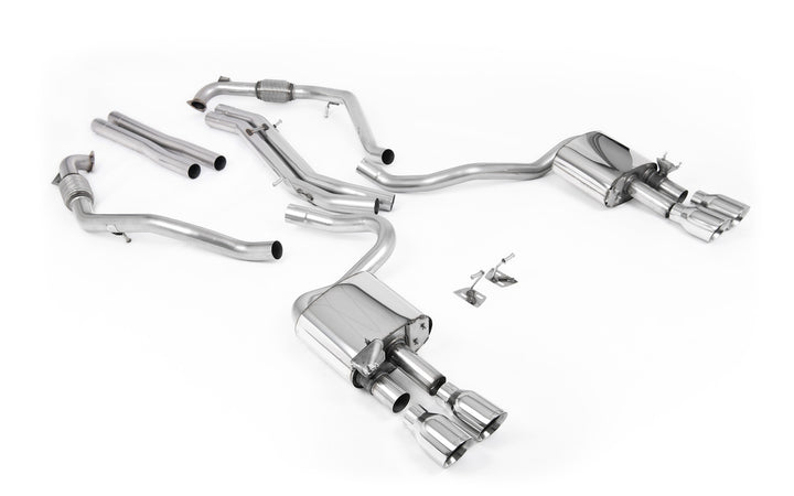 Audi S5 B9 Sport Diff models with Brace Bars - Non-Resonated Cat-Back (Louder) with Quad Polished Trims