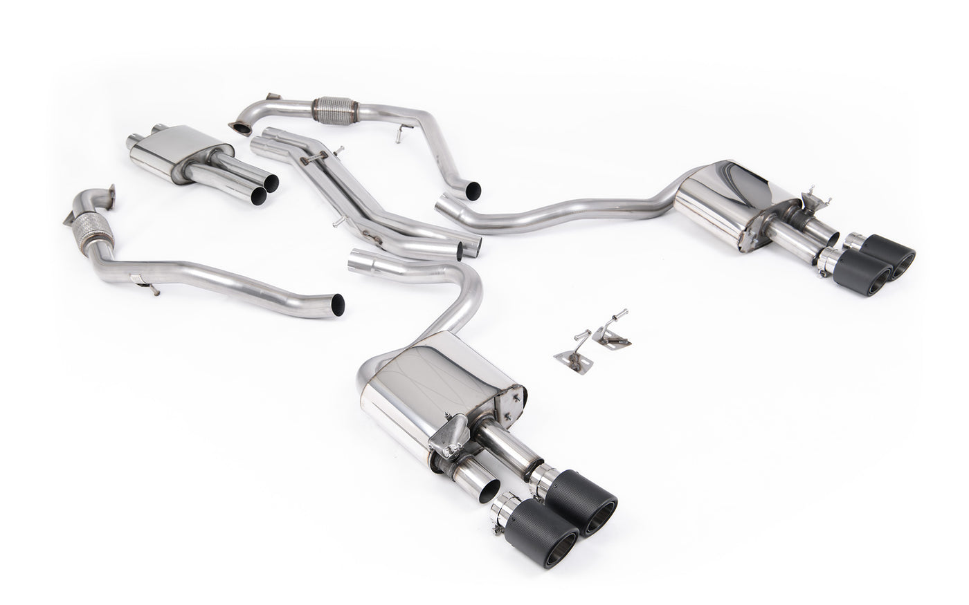 Audi S5 B9 Sport Diff models with Brace Bars (RHD) - Resonated Cat-Back with Quad Carbon Trims