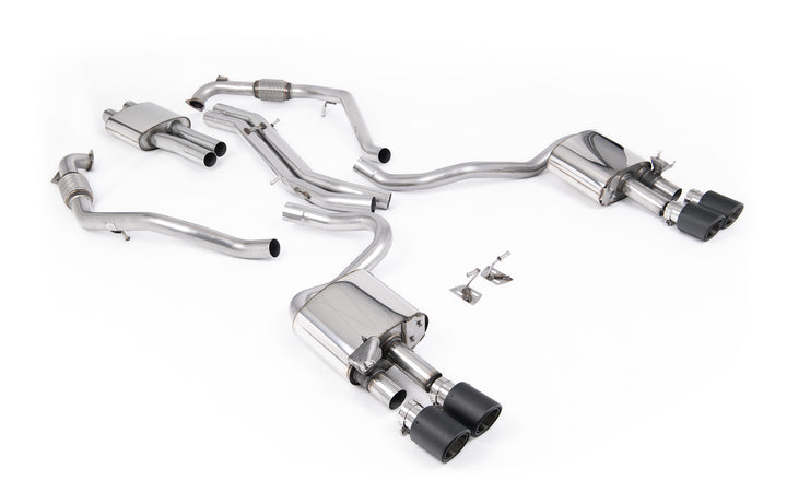 Audi S5 B9 Sport Diff models with Brace Bars (RHD) - Resonated Cat-Back with Quad Carbon Trims