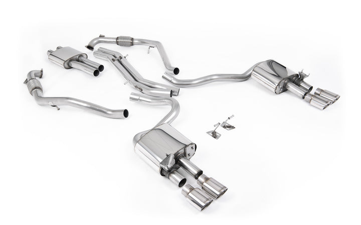 Audi S5 B9 Sport Diff models with Brace Bars (RHD) - Resonated Cat-Back with Quad Polished Oval Trims