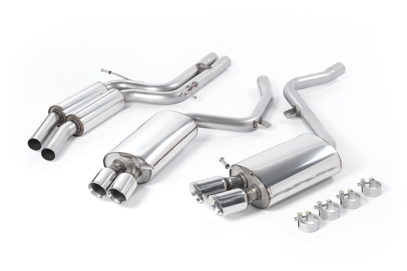 Audi S5 V8 - Resonated (Quieter) Cat-Back Exhaust System with Polished Trims (For Manual Models)